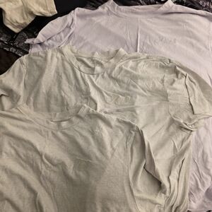 Pale Lilac & Light Gray Embroidered Tees